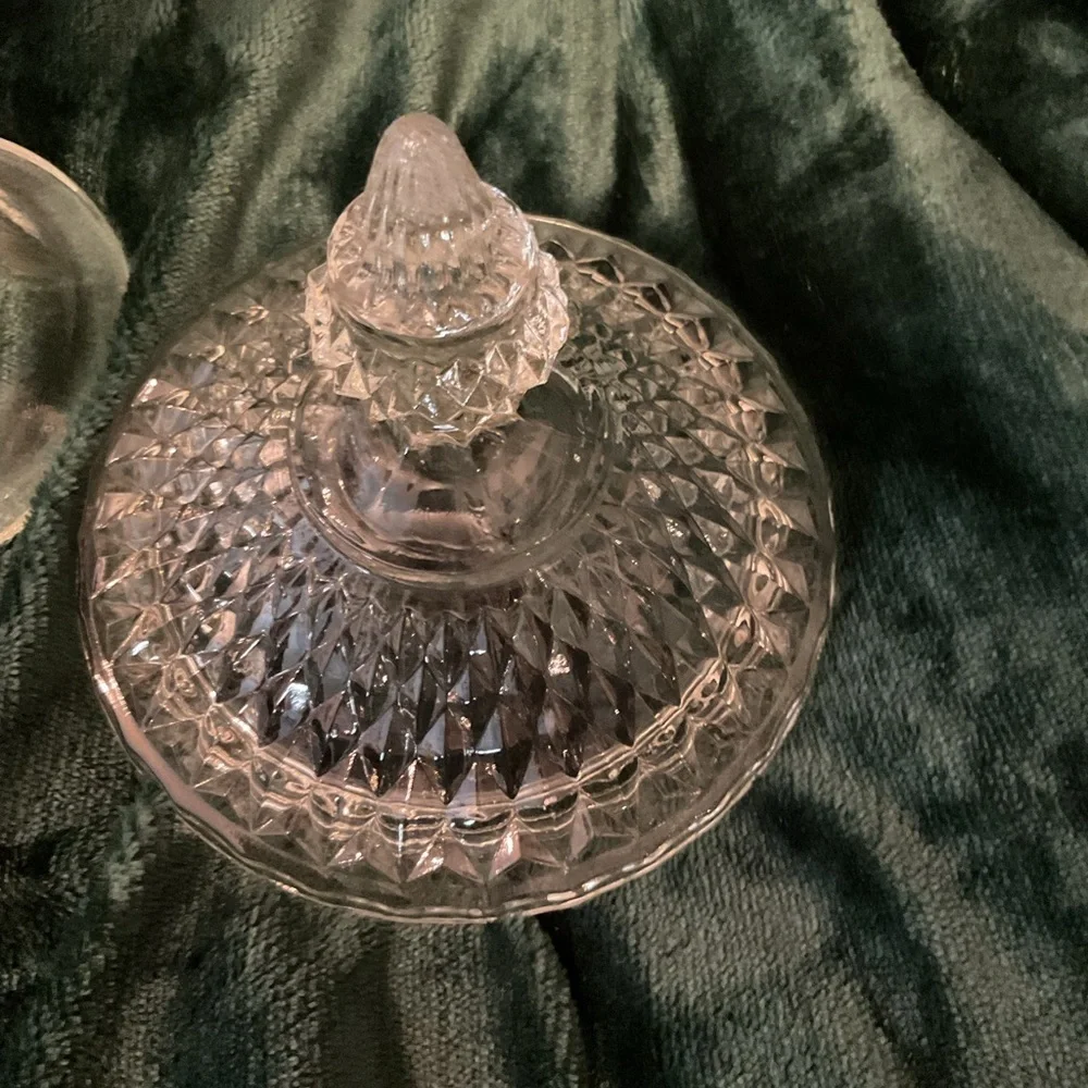 Indiana Glass, Indiana Diamond Point Vintage Compote or Candy Dish